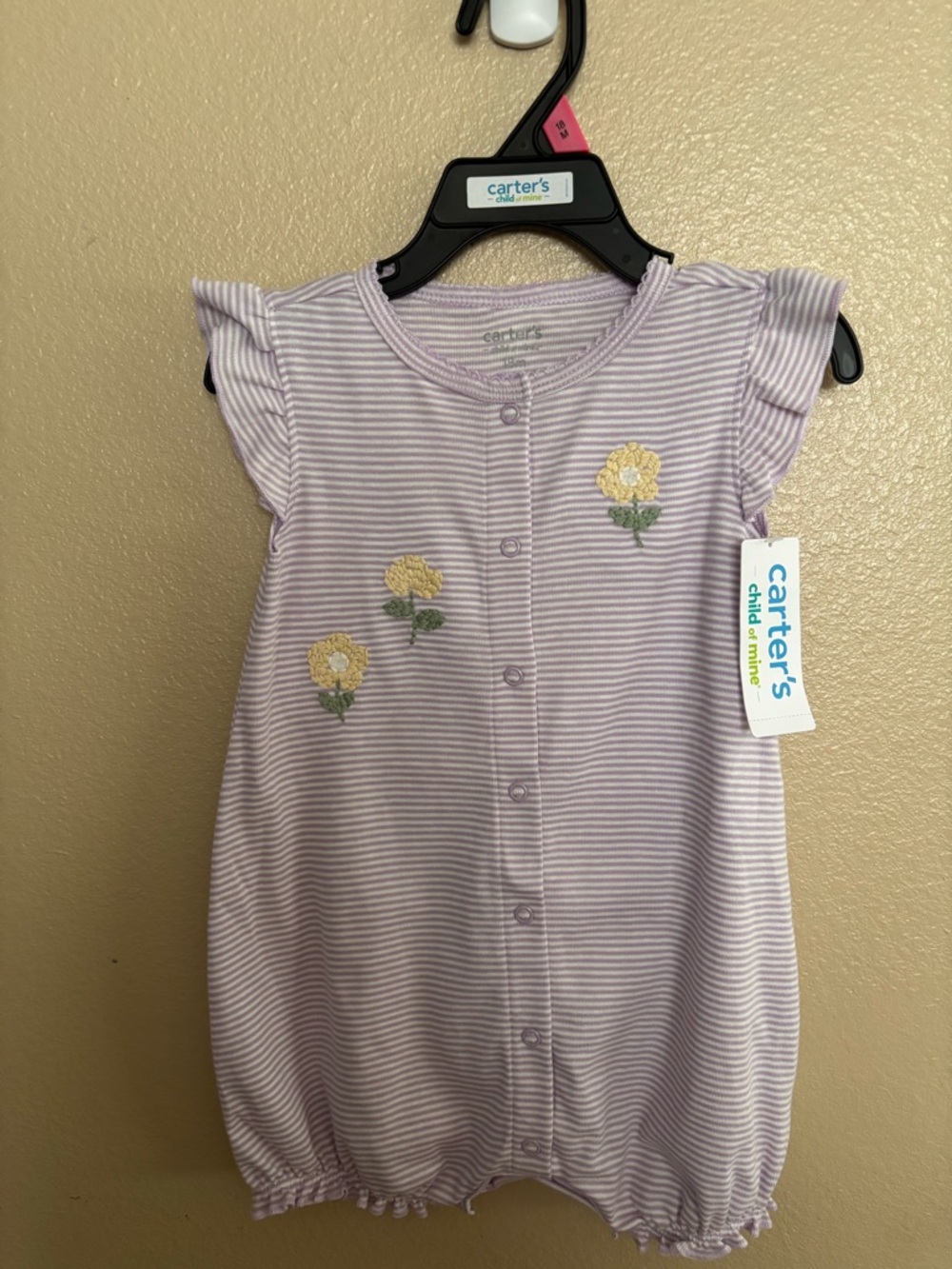 Carter's Lavender Striped Dress with Yellow Flower Appliqués